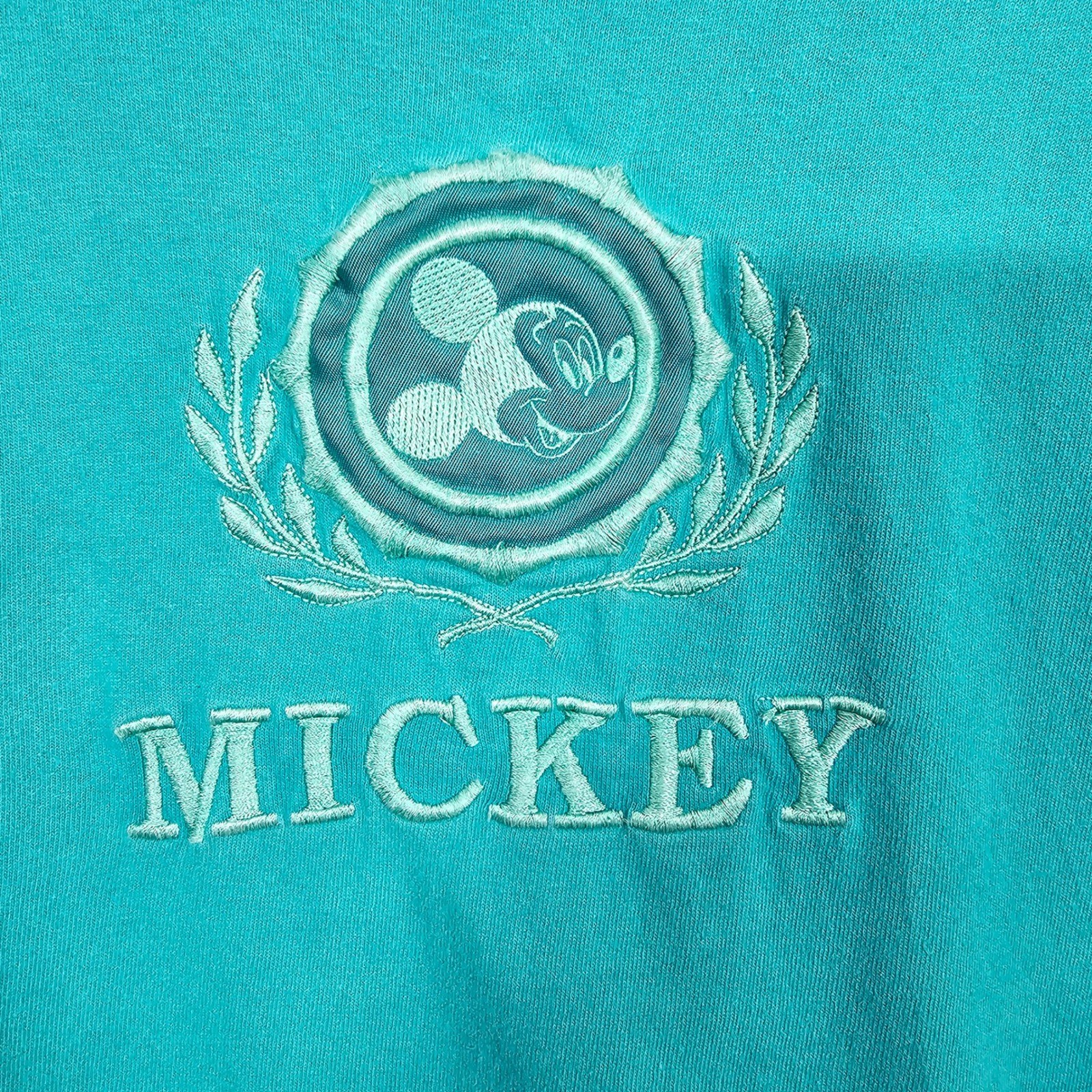 Disney Originals Vintage Mickey Mouse Embroidered Teal TShirt L-XL Single Stitch
