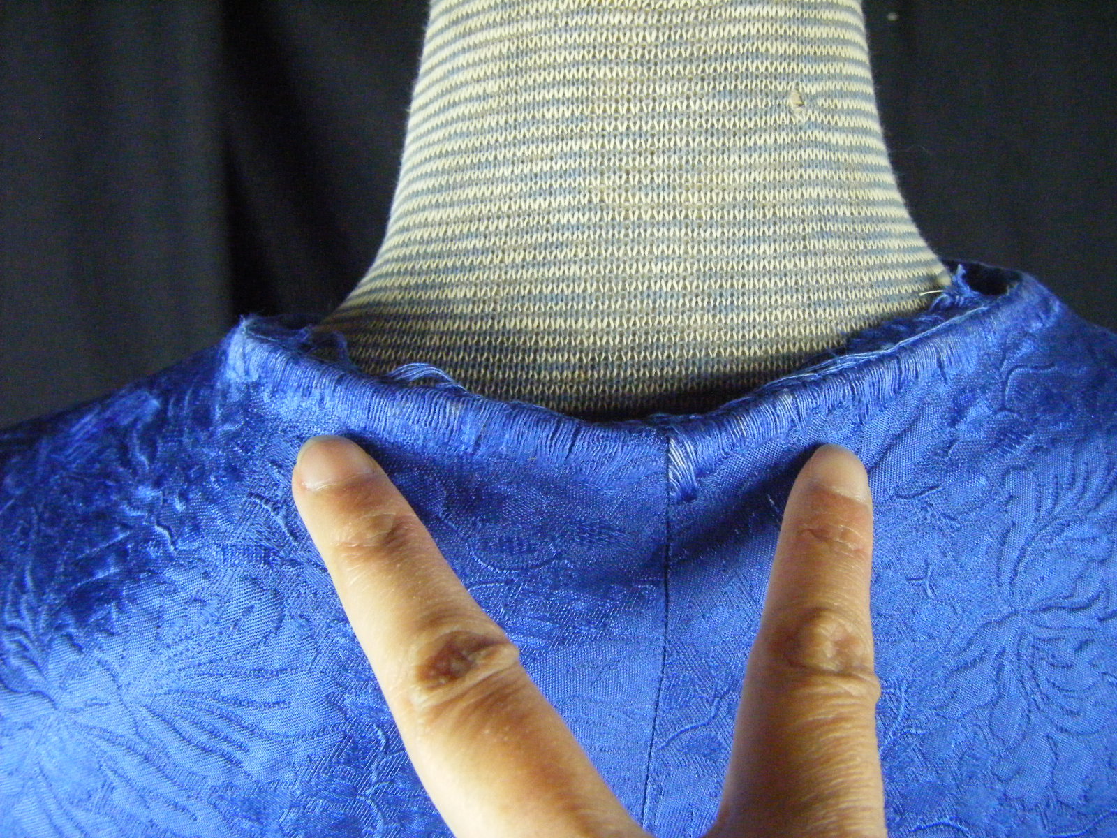BEN ZUCKERMAN Vtg 50s Royal Blue Floral Brocade Swing Jacket-Bust 43/M-L