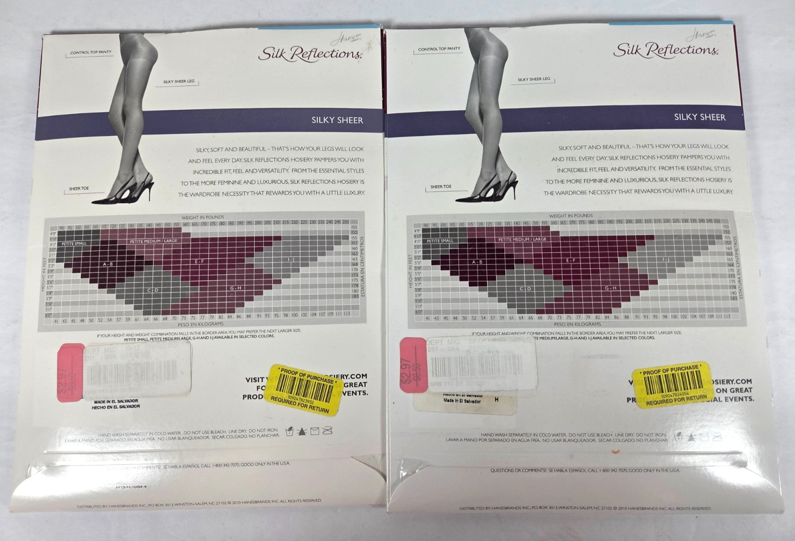 Lot 2 Hanes Silk Reflections Sheer Pantyhose Sz EF Travel Buff CT Sheer Toe #717