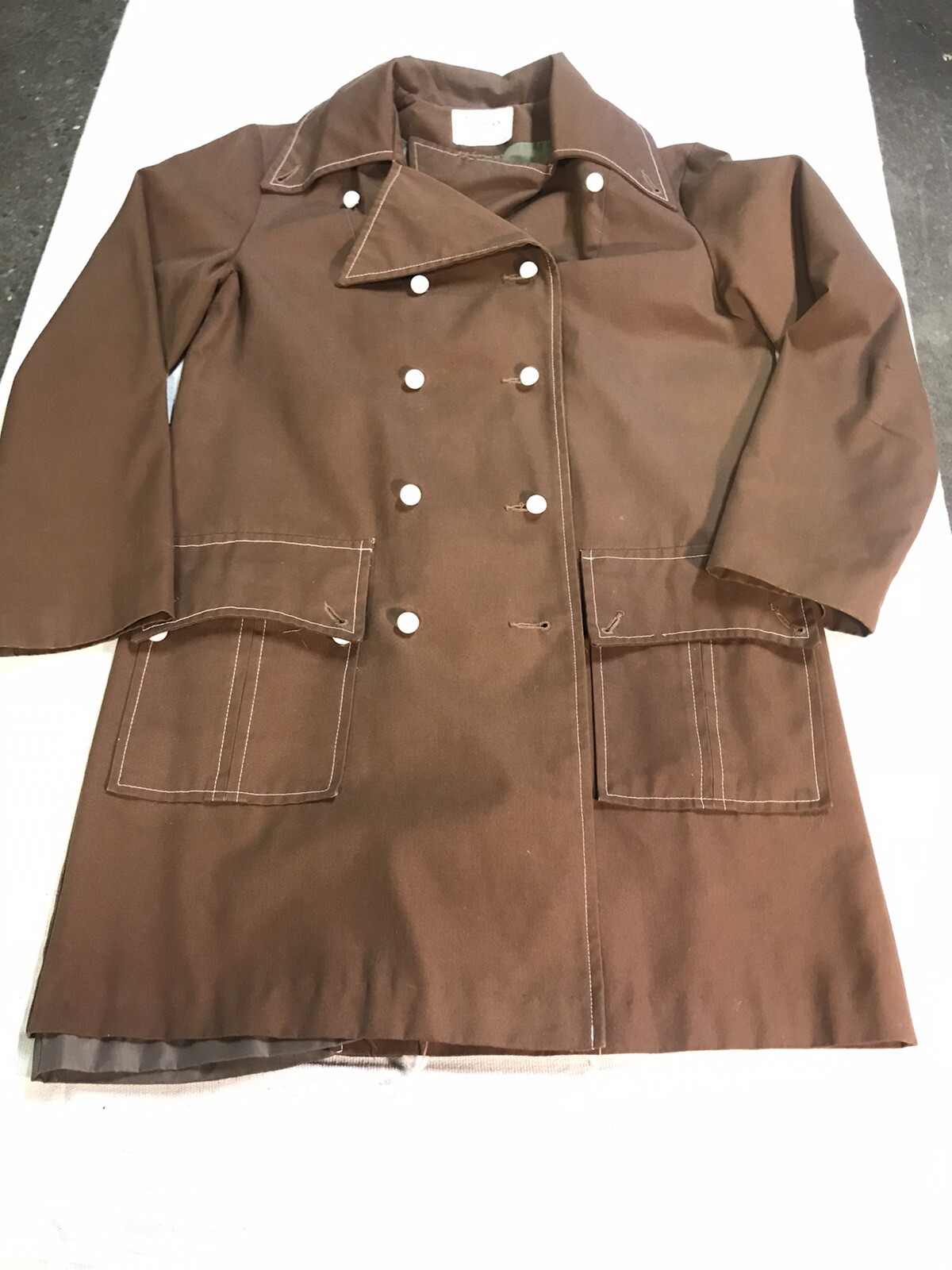 vtg penneys wmns water resistant coat brown 60s 70s sz 12 mod style v4053