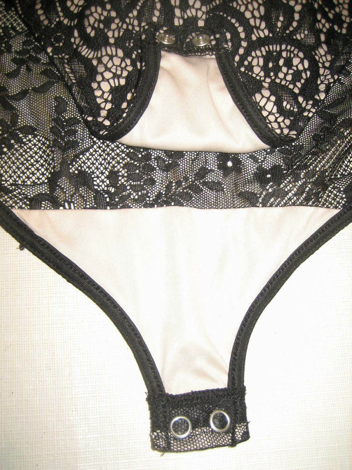 EXPRESS Black Lace Over Cream Body Suit / Teddy, Cap Sleeve – Size S