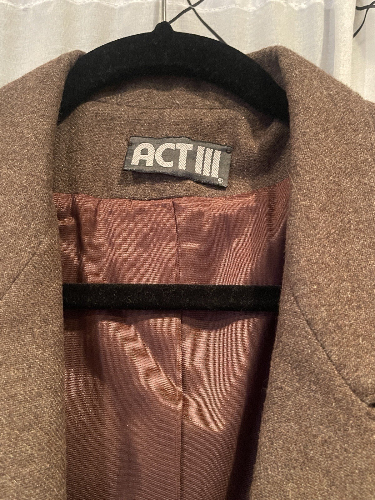 Vintage Act III Wool Pencil Skirt & Blazer Suit Set Brown Size 16/18
