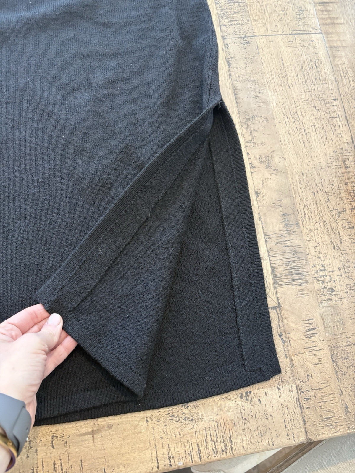 Vintage DON SAYRES FOR WELLMORE Black Wool Rayon Knit Long Skirt Sz 10 USA