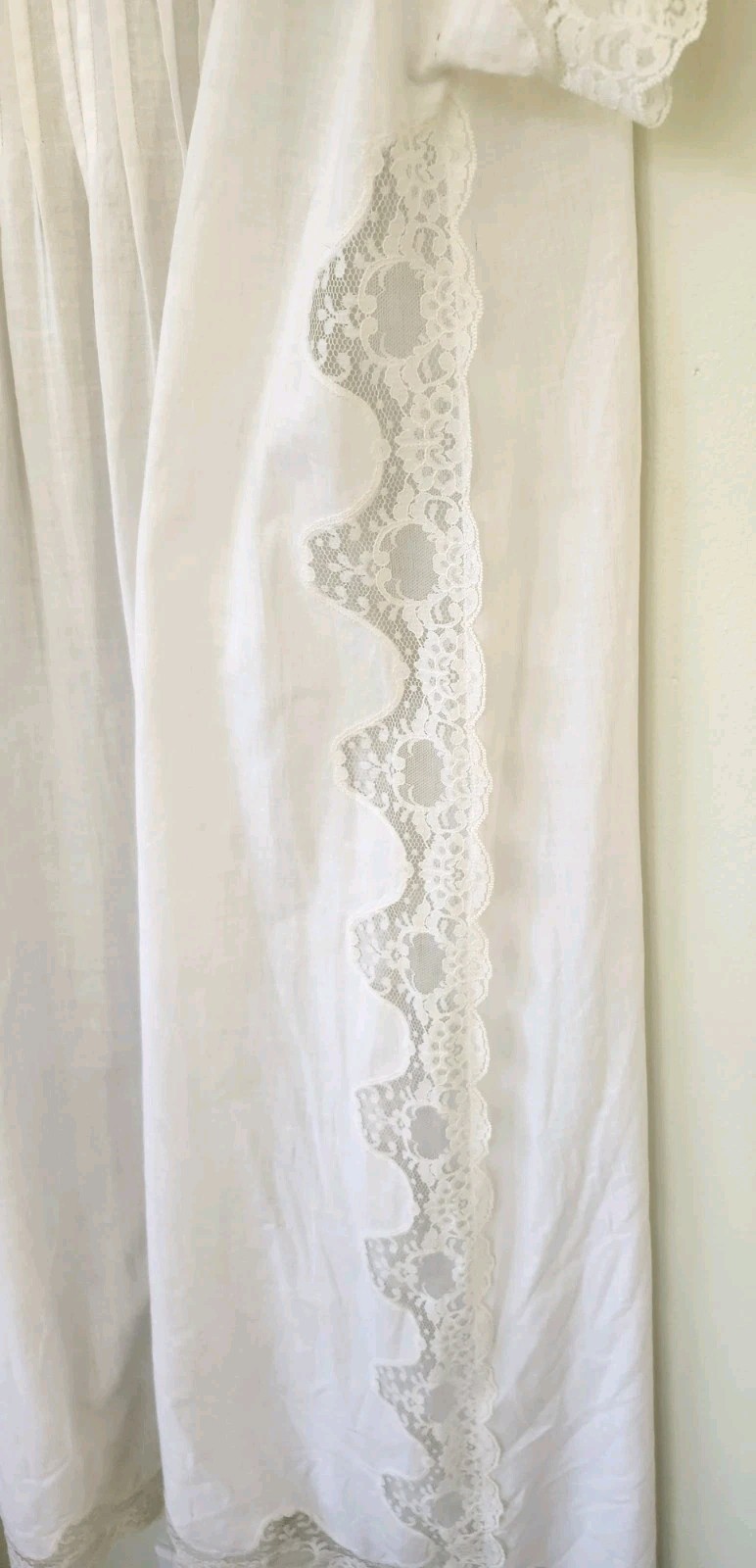 60s Vtg Edwardian Style White Lace Cotton Nightgown Cottagecore Montenero Sz Sm