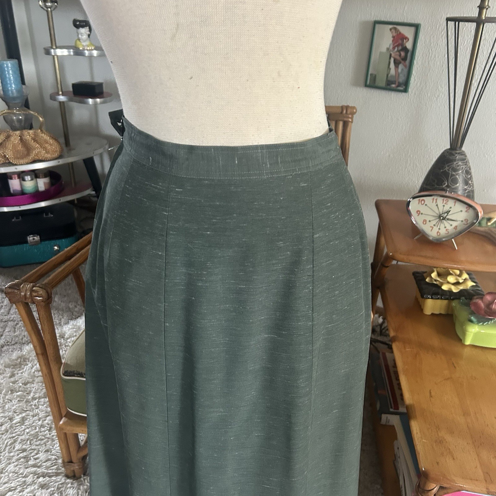 Vintage 1940s Suit Set | 1950s | Jacket | Skirt | Green | S M | 40s | 50s