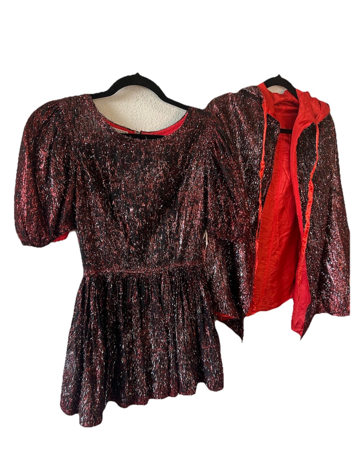 Vintage Williams Costume Metallic Mini Dress Cape Set XS/S Showgirl Burlesque