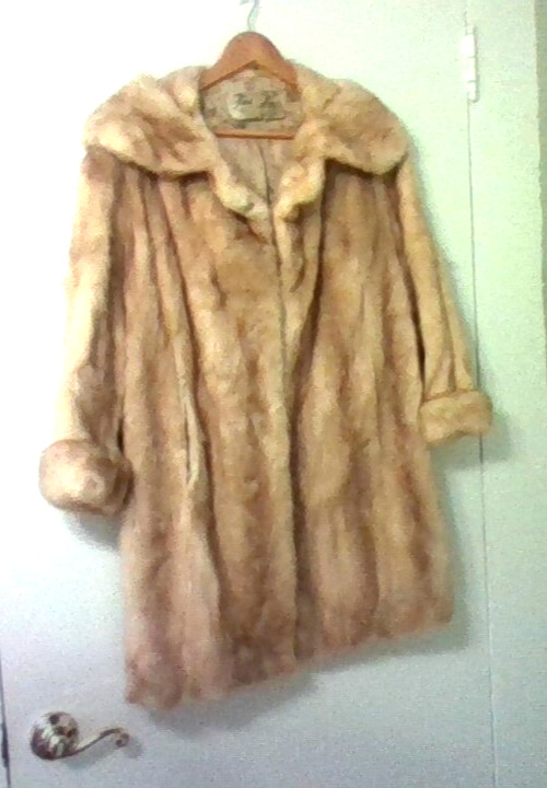 Antique 1950s Blonde Mink Coat Lined Warm Knee Length Lining Needs Some Repairs