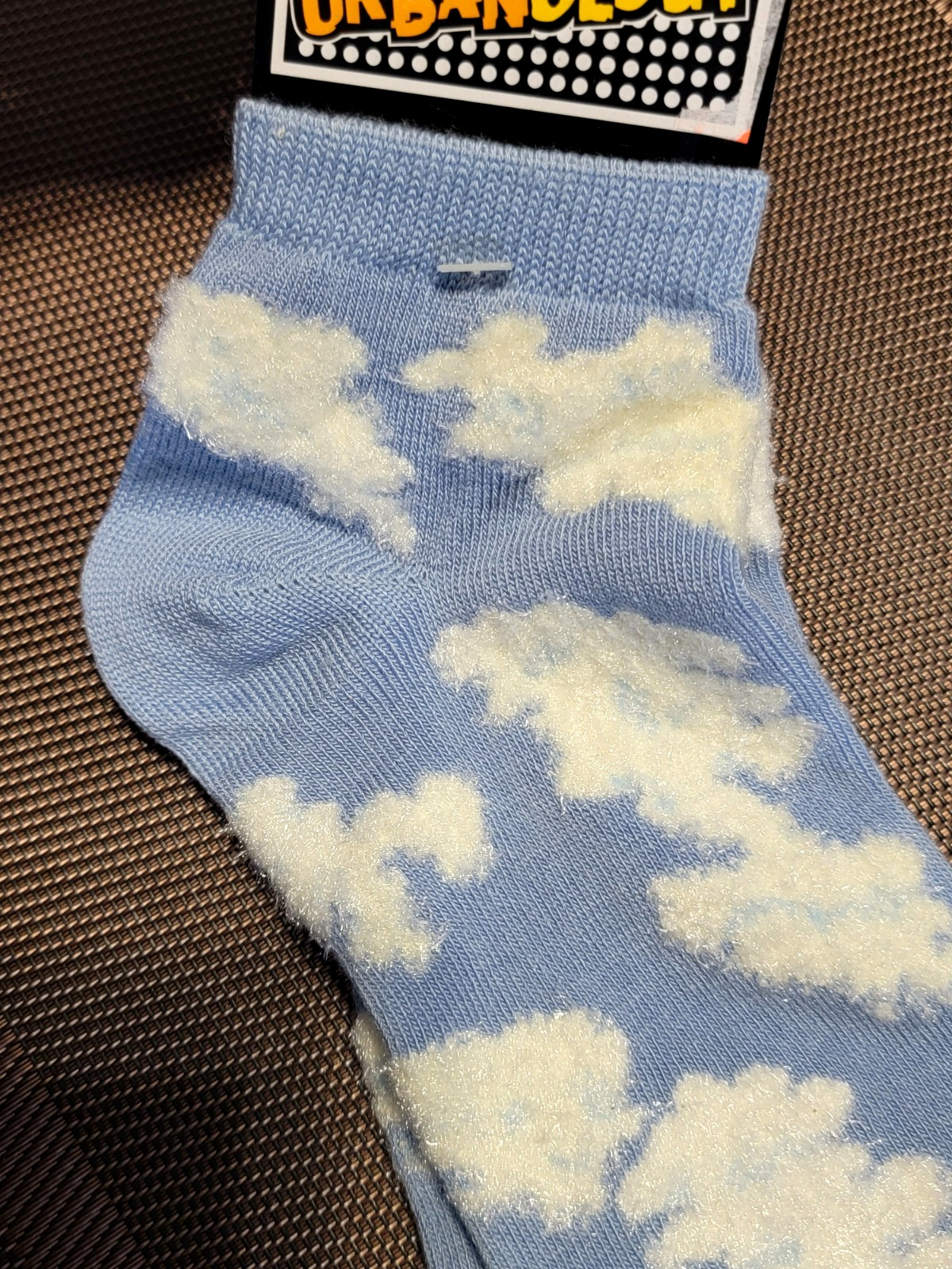 Vintage URBANOLOGY Ladie’s Blue White Cloud Ankle Socks Size 9-11 New NOS