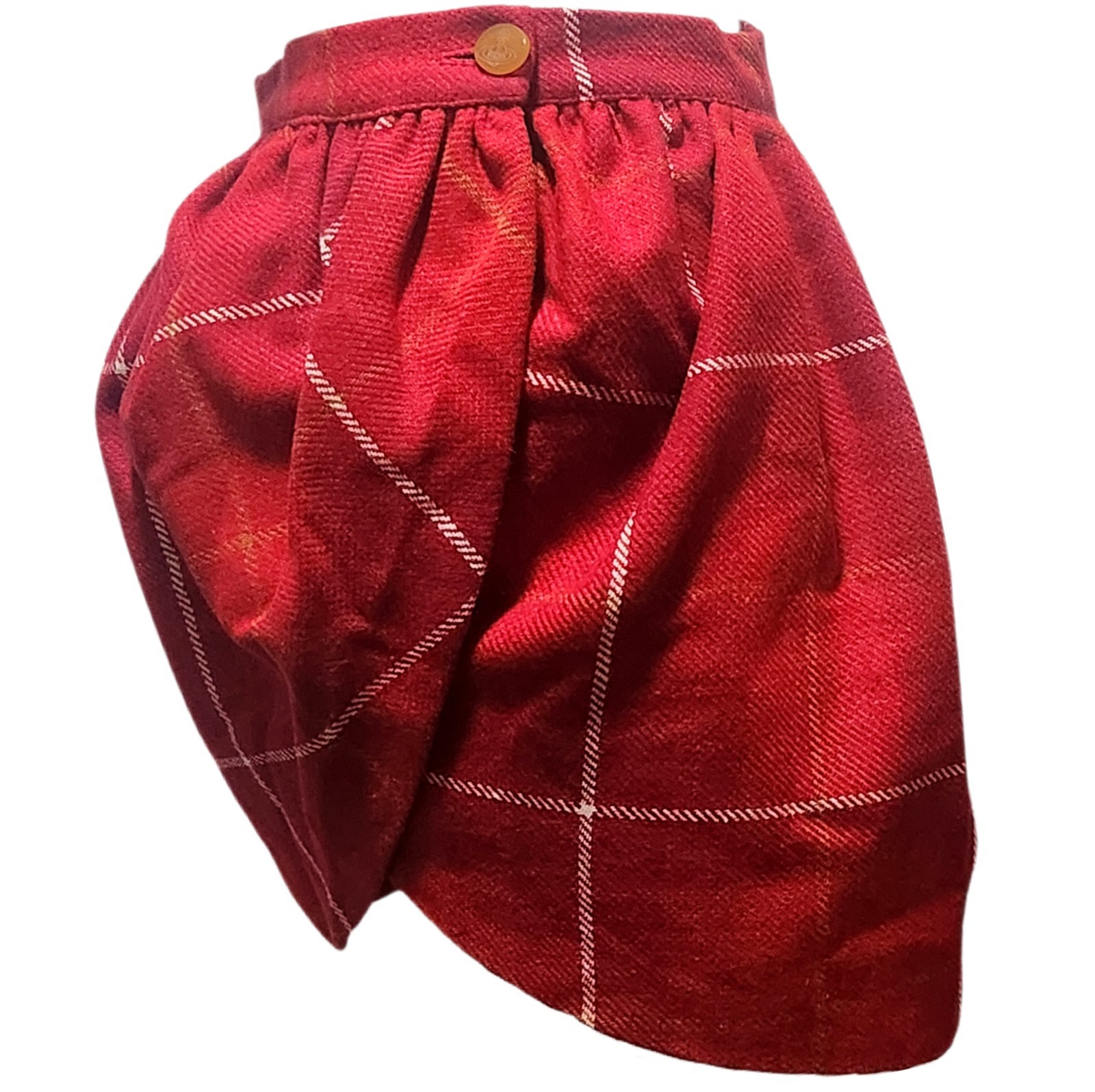 FW 1994 Vivienne Westwood On Liberty Wool Petales Skirt Plaid Red Mini Crini 90s