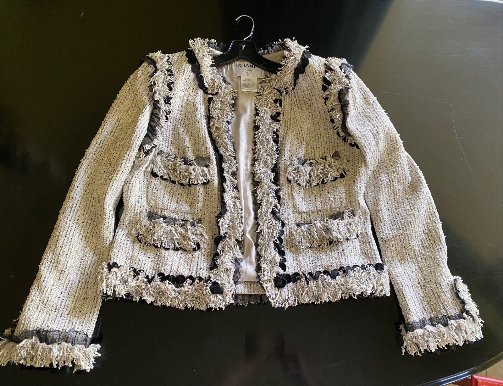 Chanel Vintage 2004 Fantasy Tweed B/W never worn size 46