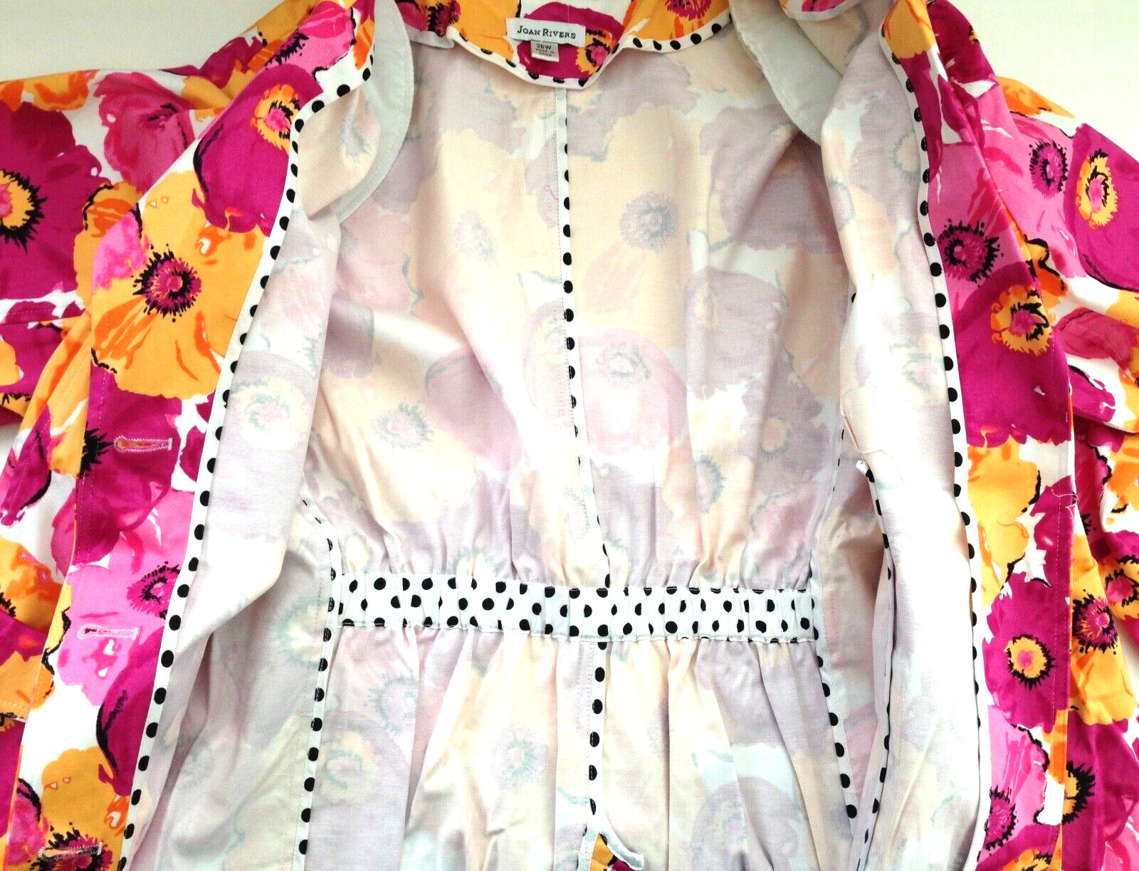 Vtg JOAN RIVERS Blazer Plus Size 26W Button Jacket Big Florals Pink Orange NEW