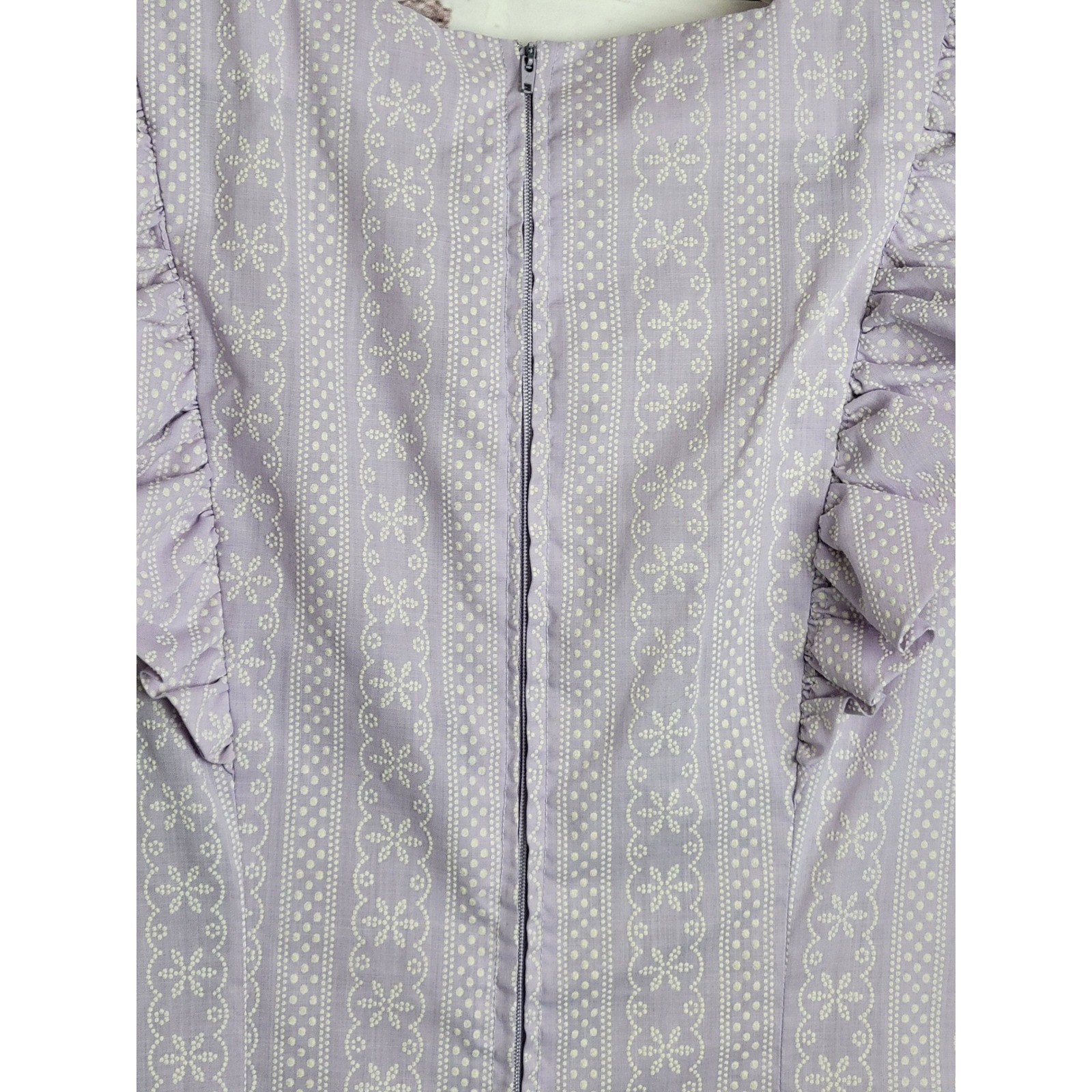 Vtg Maxi Dress Vintage Handmade Cottagecore Prairie Ruffle Purple Lavender XS