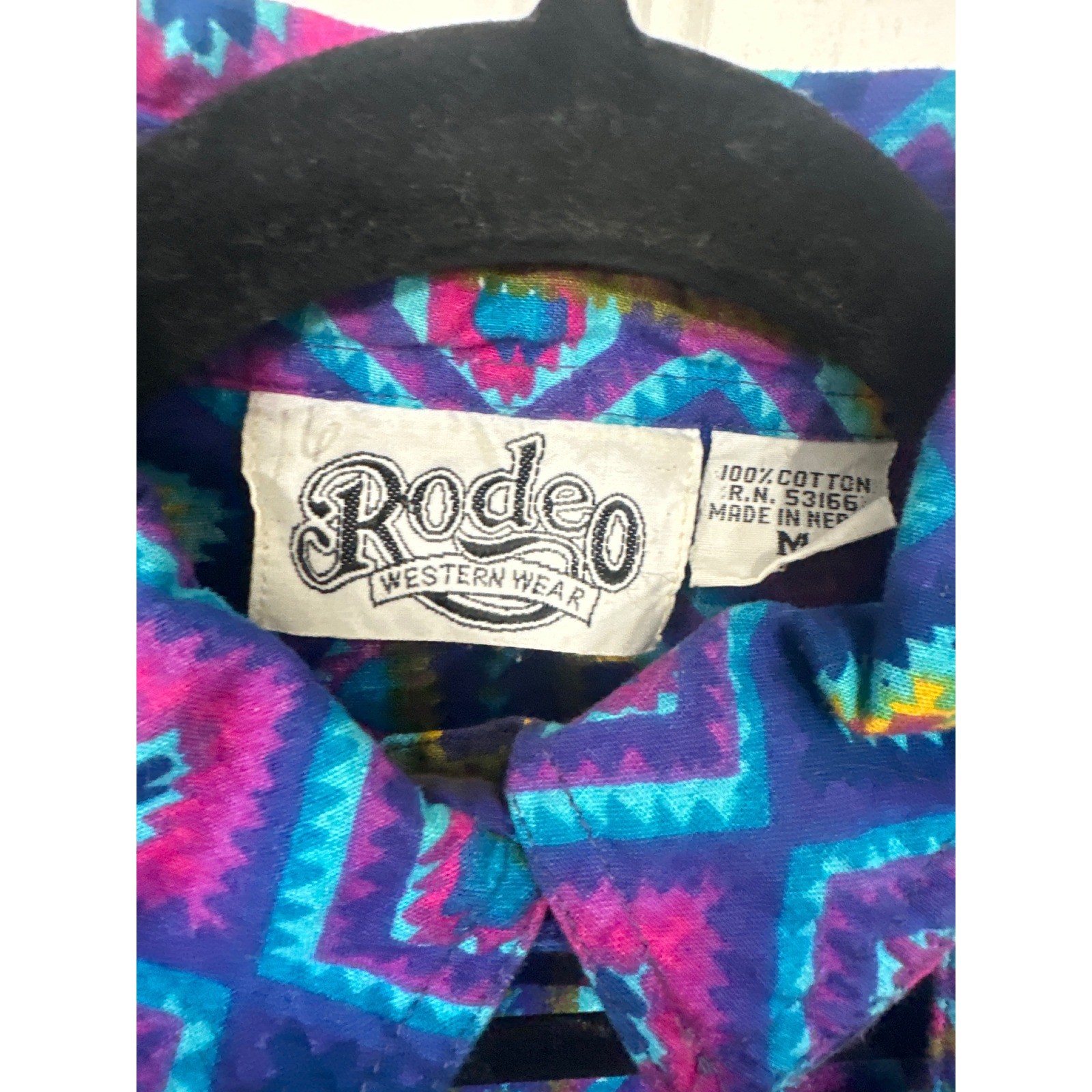 Vintage Rodeo Western Wear Womens Cropped Southwestern Geometric Shirt Purple M