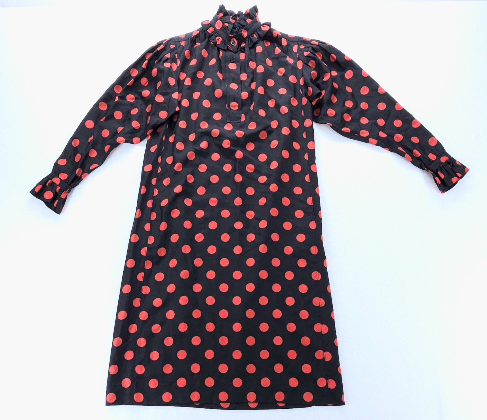 Vintage Saint Laurent Rive Gauche Red Polka Dot Dress 36 FR 4 US Made in France