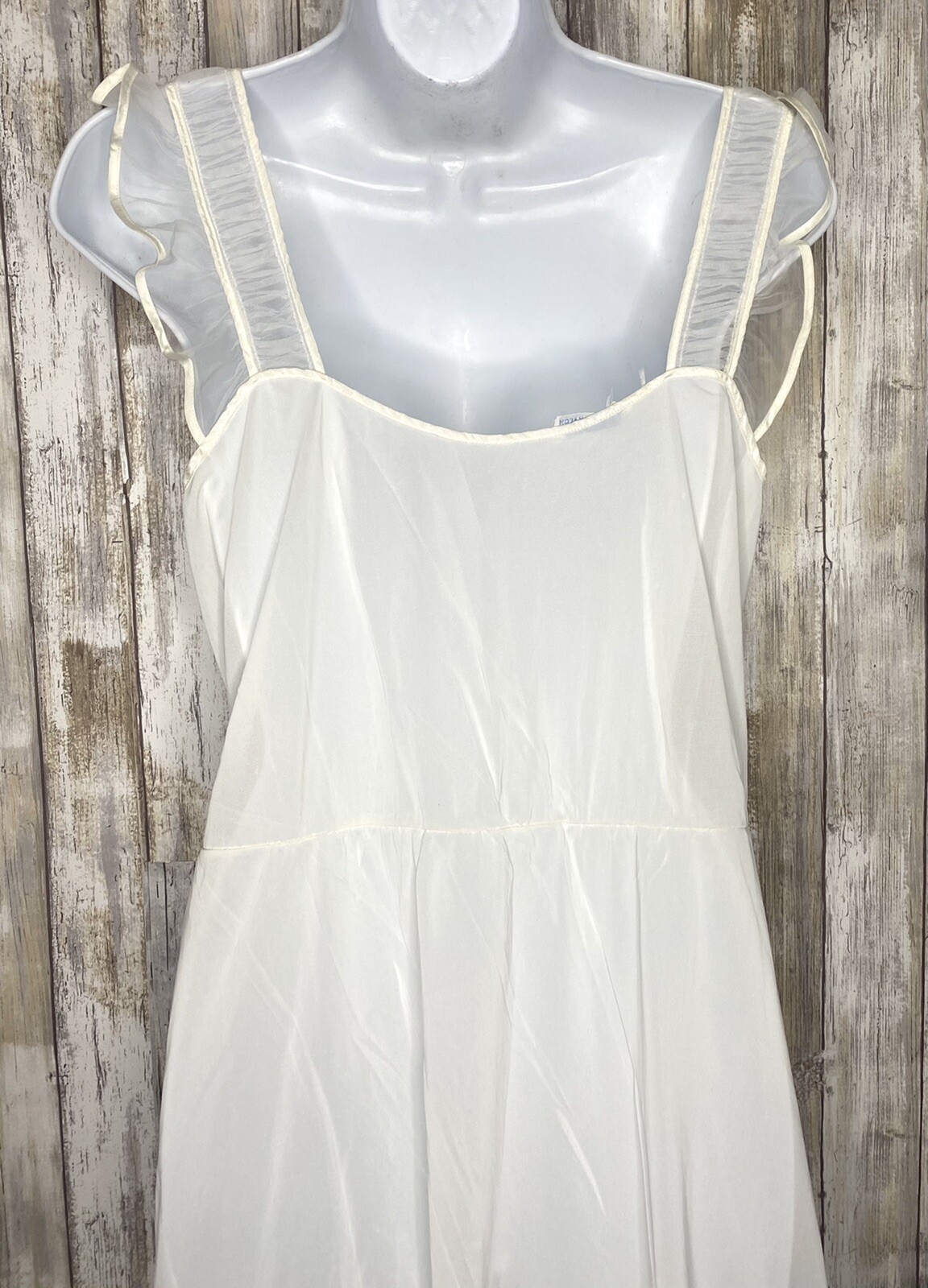 Vintage Carillon Women’s Nightgown Ivory Chiffon Floral Lace No Size