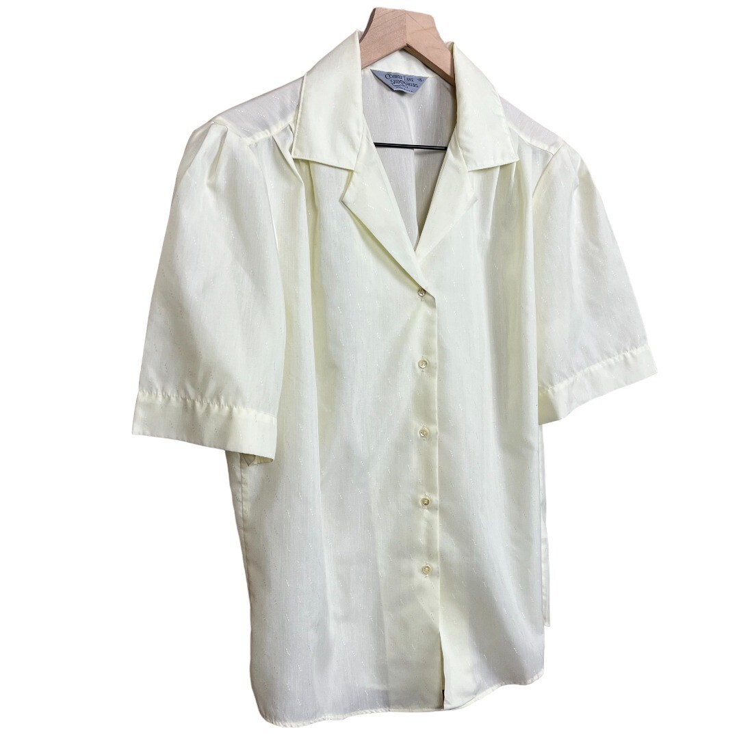 Cobble Lane Vintage 70s 80s Short Sleeve Pastel Yellow Button Down Shirt Size 16