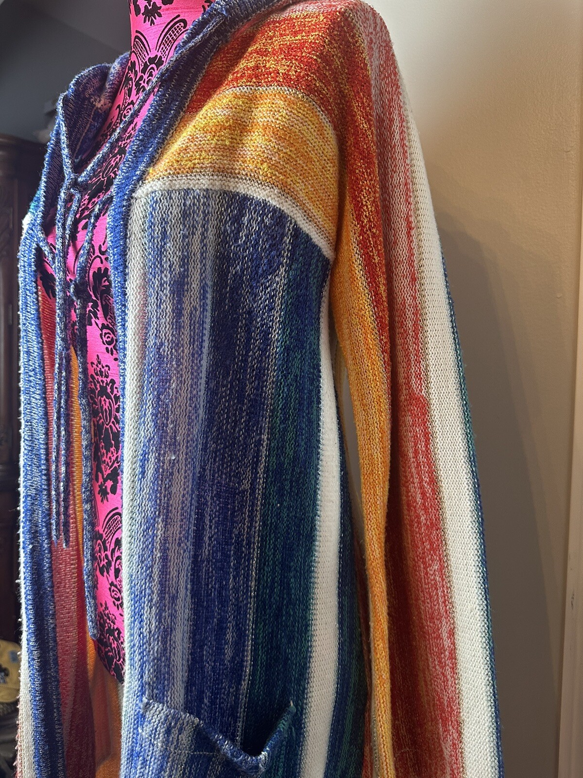 Vintage 70s Organically Grown Arpeja Lagen Hippy Boho Cardigan L Vibrant Color