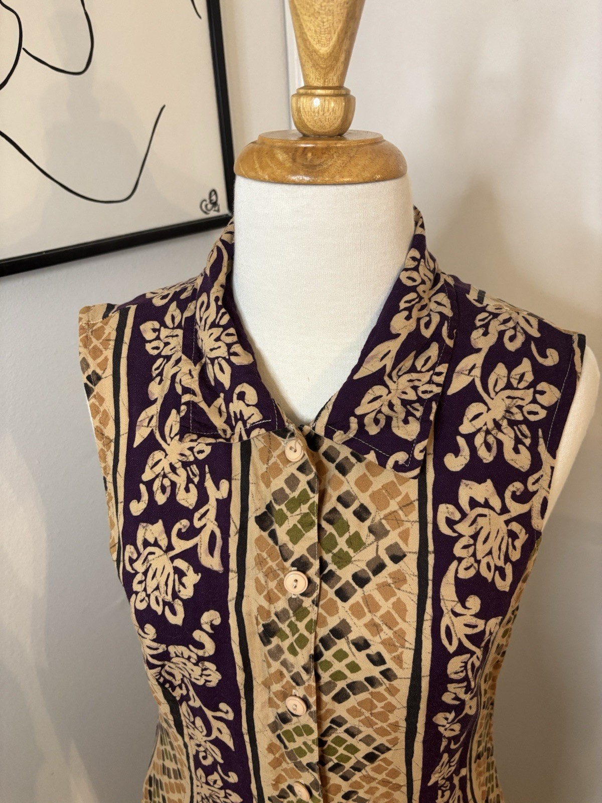 90s Rayon Geometric Print Dress Full Length