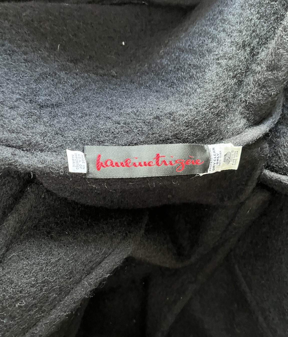 Pauline Trigere Couture Evening Wear Vintage Black Mohair Swing Coat Open Front