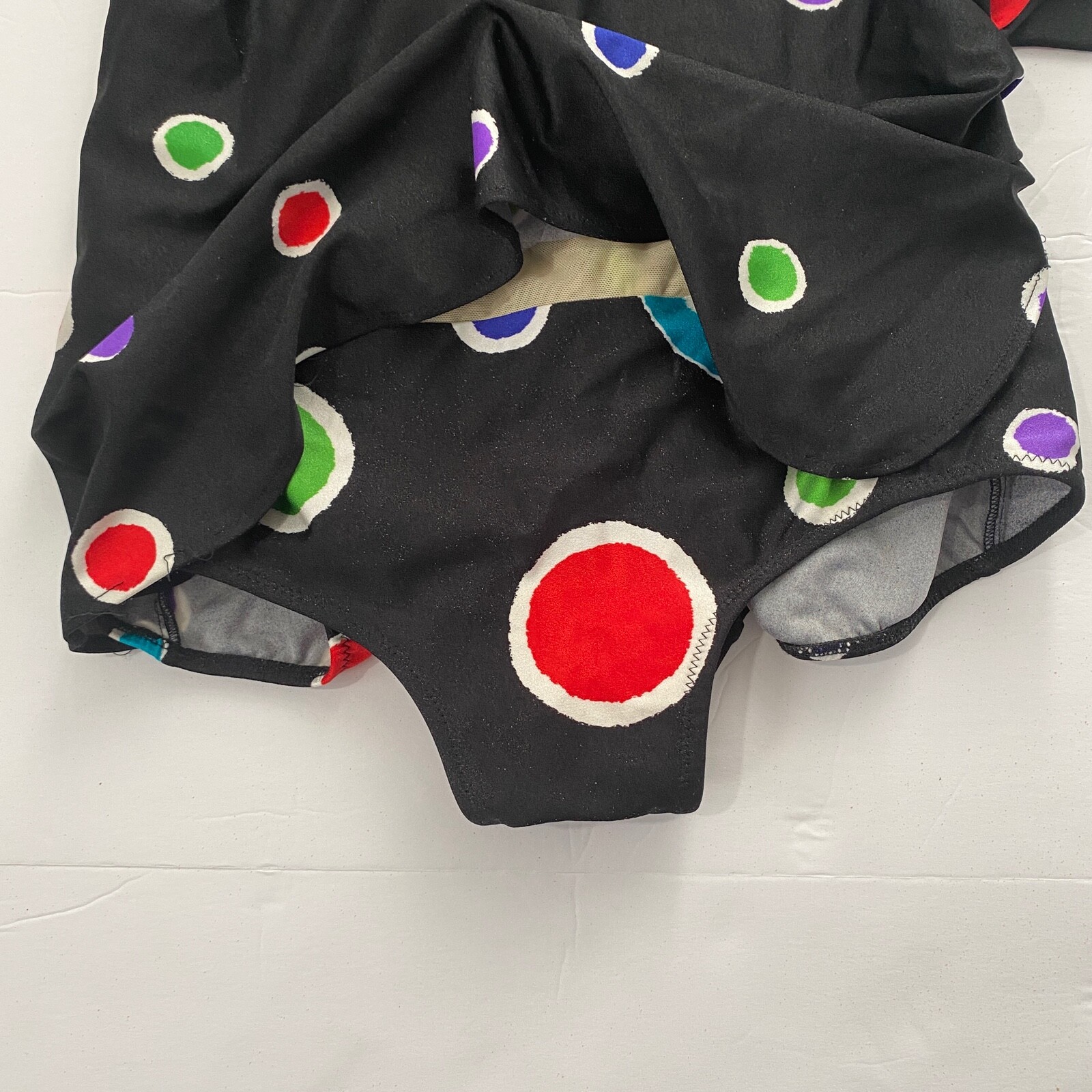 Bambo Swimsuit Size 44 Large One Piece Suit Beachwear Black Polka Dot Vintage