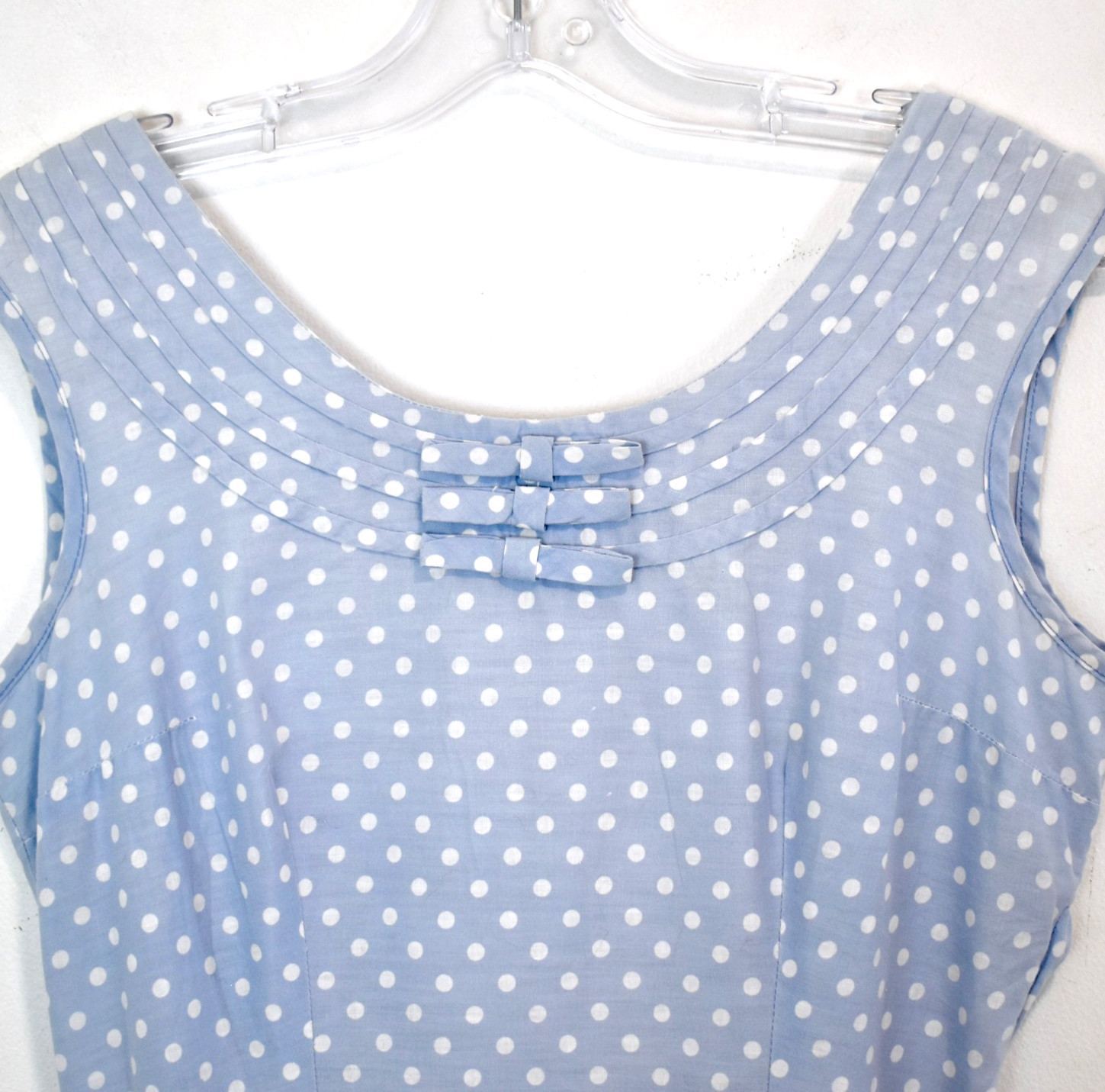 Vtg 40-50s KENROSE Chambray Blue Polka Dot Dress Housedress M-L