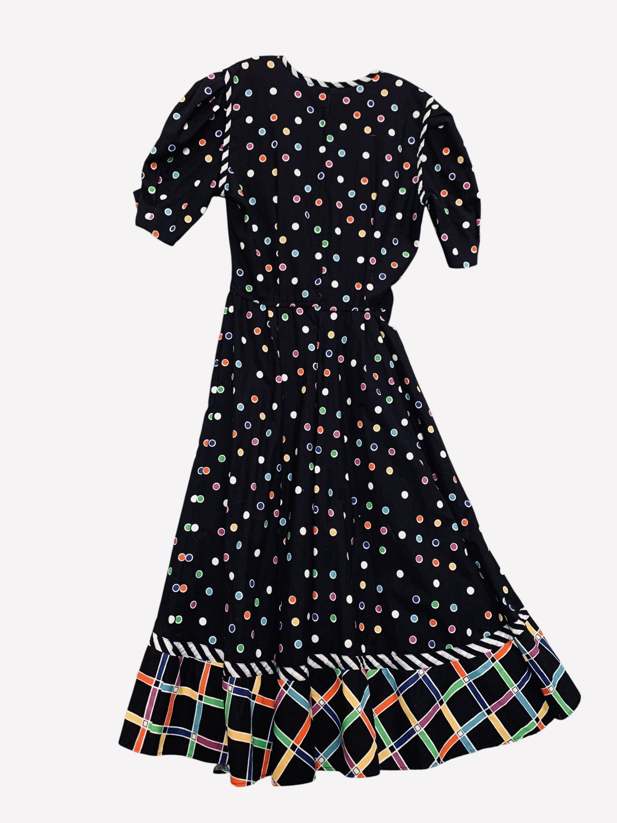 Vintage Choon California Dress Full Skirt Pockets Colorful Dots Twirl Size 14