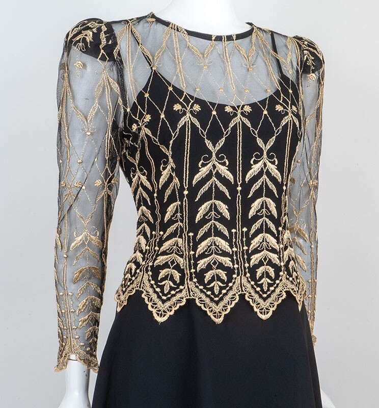Vintage 1980S Cachet By Bari Protas Edwardian Style Evening Dress