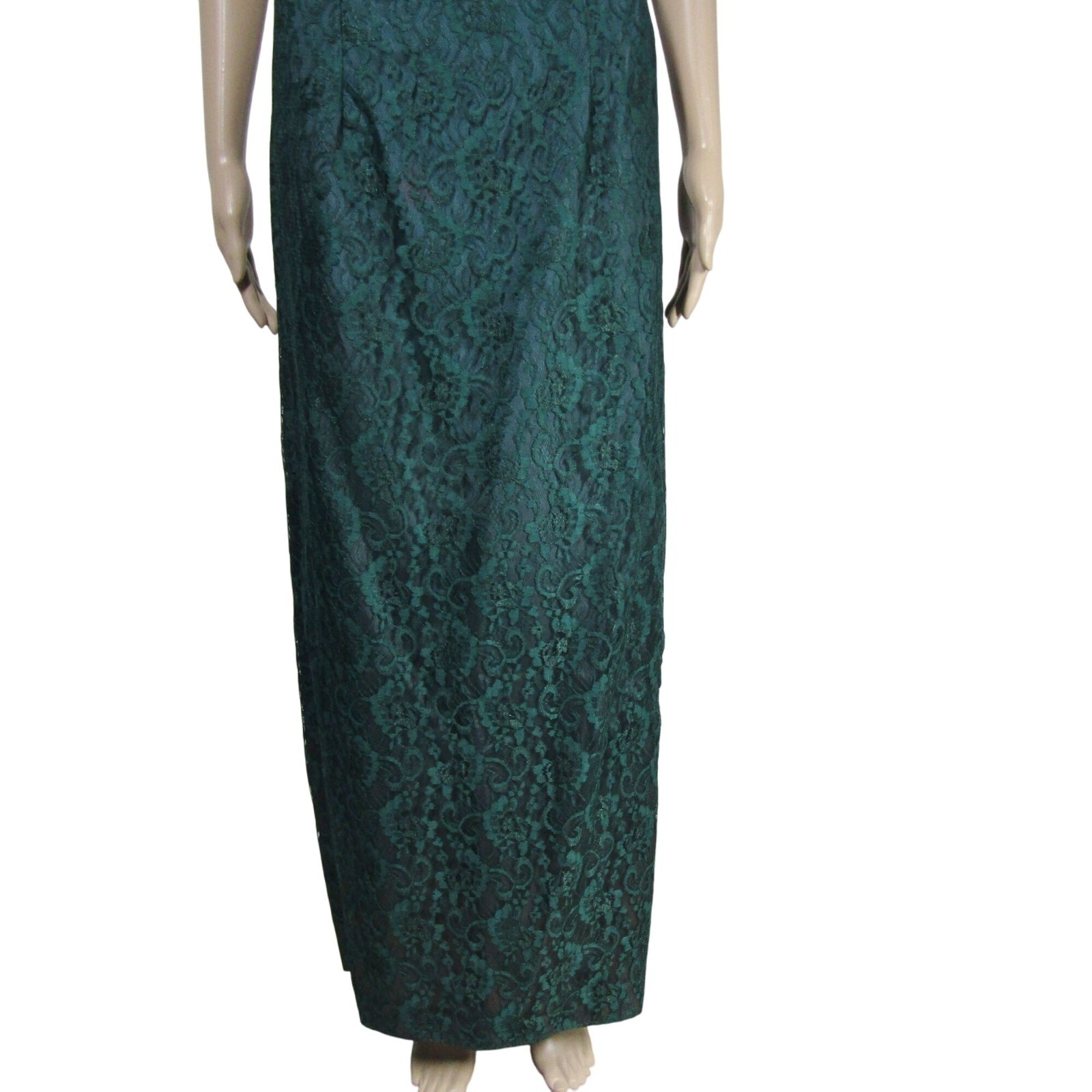 VTG 80s Forest Green S LACE Milkmaid WHIMSIGOTH Romantic Fairy Maxi Prom dress