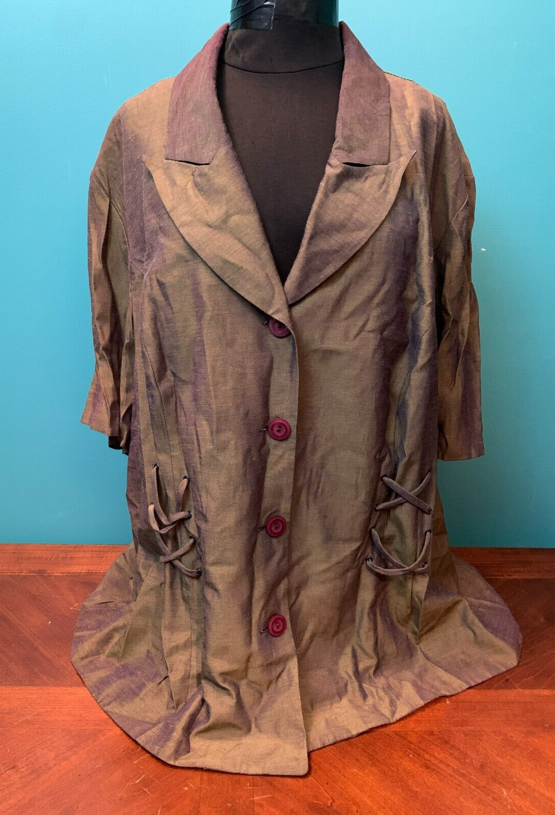 Vintage D.J. Summers 4-Button Iridescent Blazer Top – Women’s 24W, Green/Purple
