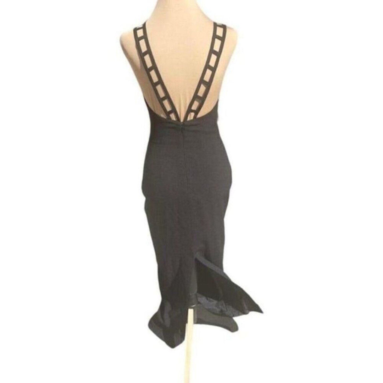Vintage Rex Lester Black Cutout Maxi Column Gown Size 2