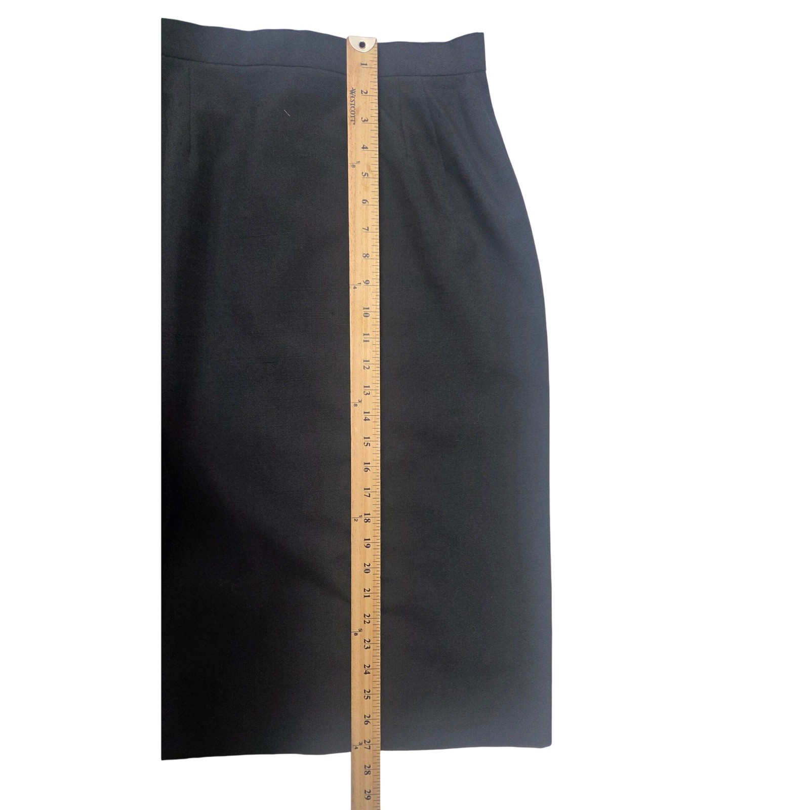 Vintage Black Pencil Skirt Tailored Midi High Waist Office Career Size XS W26″