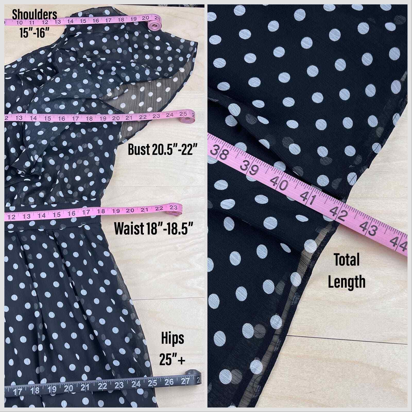 Vintage 1990s Black and White Polka Dot Chiffon Dress – 36″ Waist