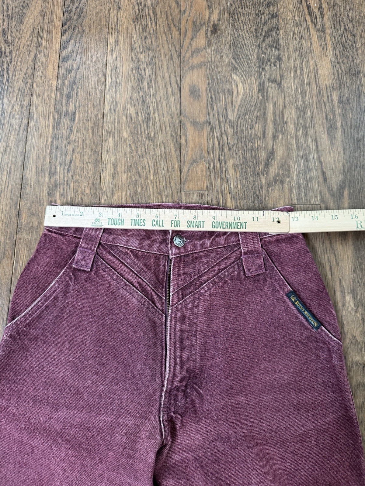 Vintage Rocky Mountain Western High Rise Burgundy Jeans Size 28/7 Made In USA