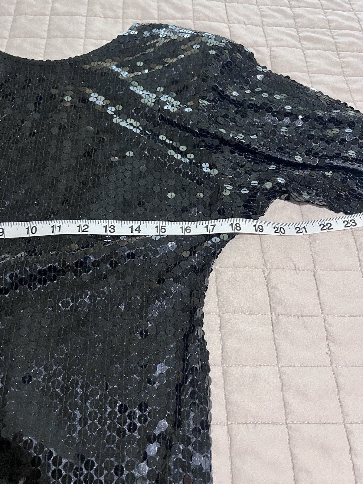Vtg 80s Fashion LBD Little Black Dress Party Cocktail Midi All Over Sequin 10/12