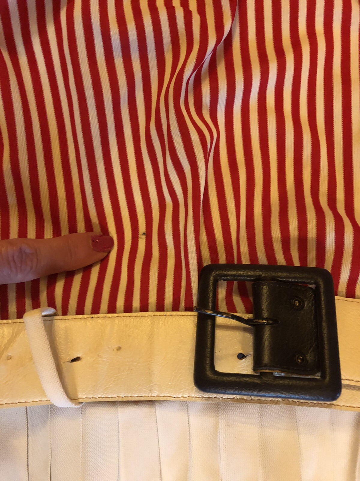 60s Red&White Striped Pleats Stanton Jrs. Mini Dress XS Hippy Chic.Stains/spots
