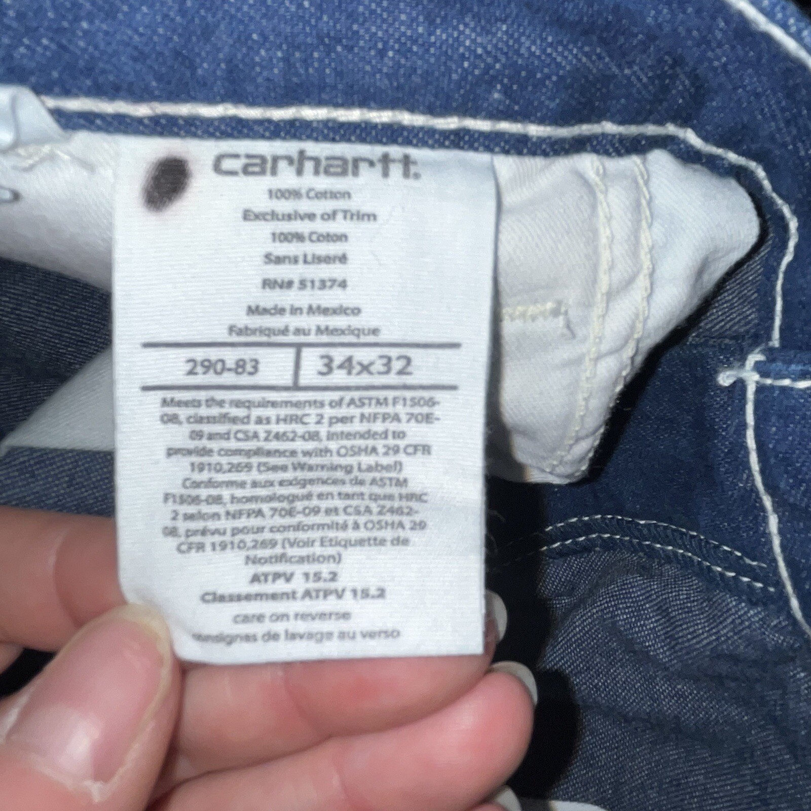 Vintage distressed carhartt FR jeans size 34×32