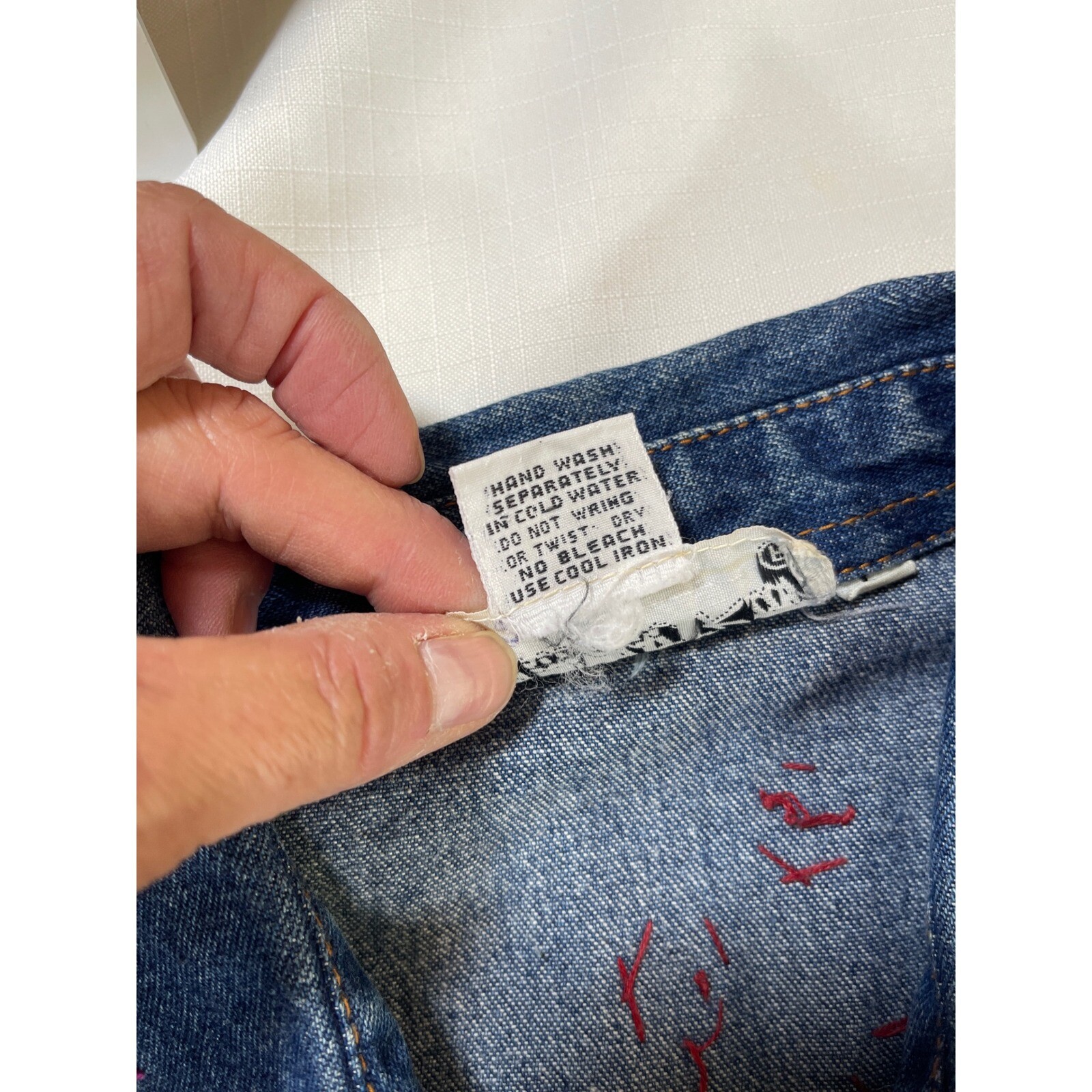 Midnight Run Denim Vest Embroidered Sleeveless Jean Jacket L