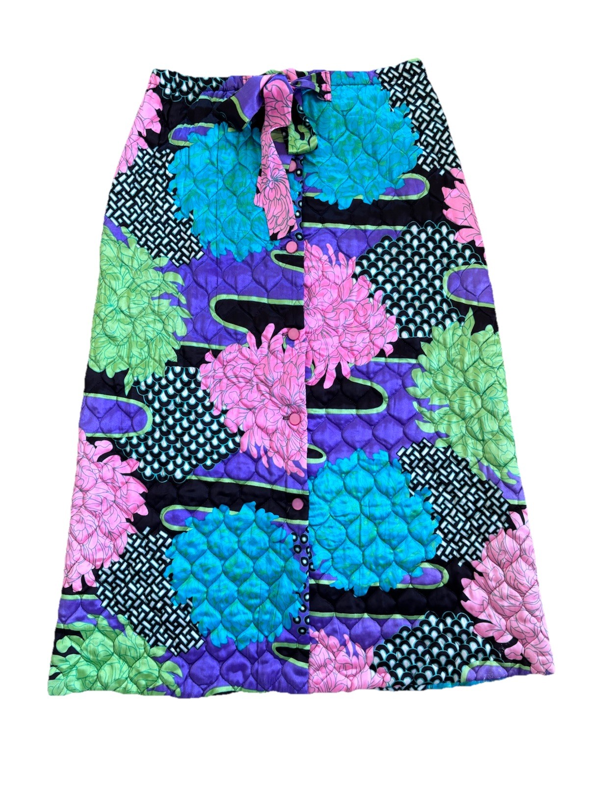 quilted 1970s maxi skirt 36” waist Colorful Floral JCPenny Large