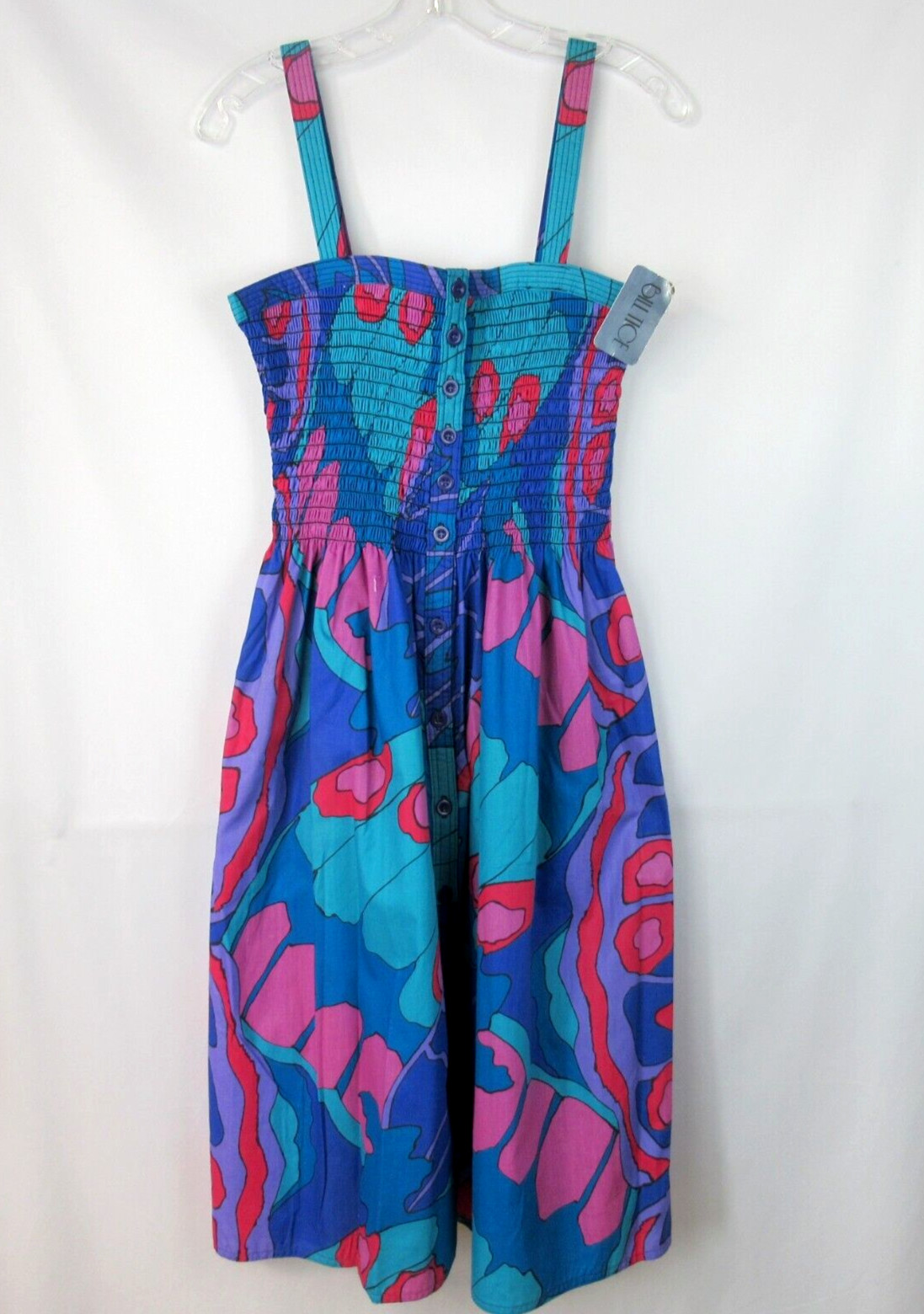 BILL TICE 1970s Designer Printed Smock Dress Size S (Vtg Size 10) Mod Boho NWT