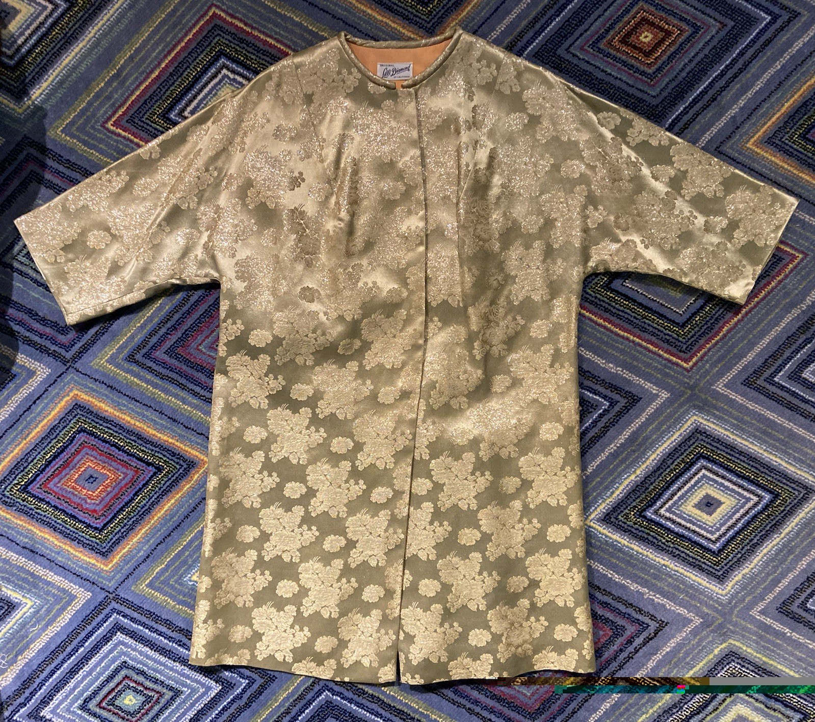 1960s Lilli Diamond of California Dress & Long Jacket Set Metallic Gold @ Sz 0