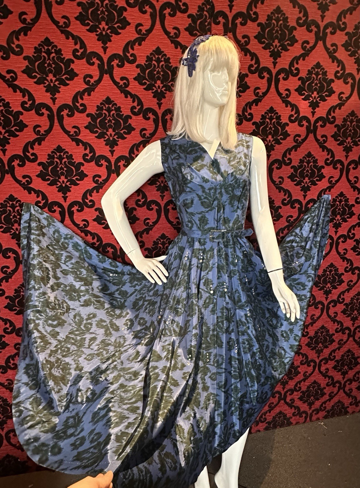 1950s Henry Rosenfeld Rhinestone Circle Party Dress Vintage Pinup Rockabilly