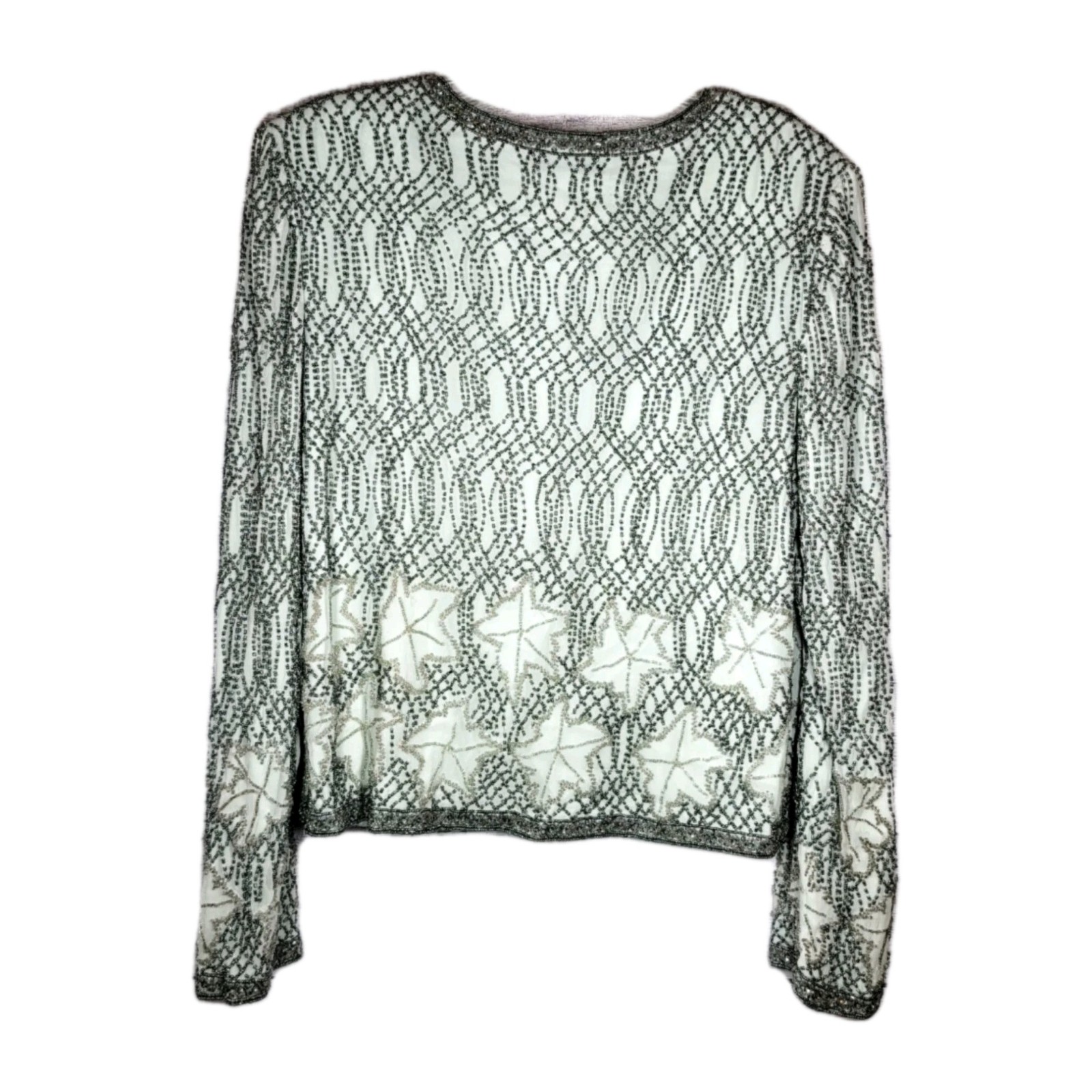 Adrianna Papell Evening Jacket 100% Silk Intricate Crystal Beaded Womens NWT