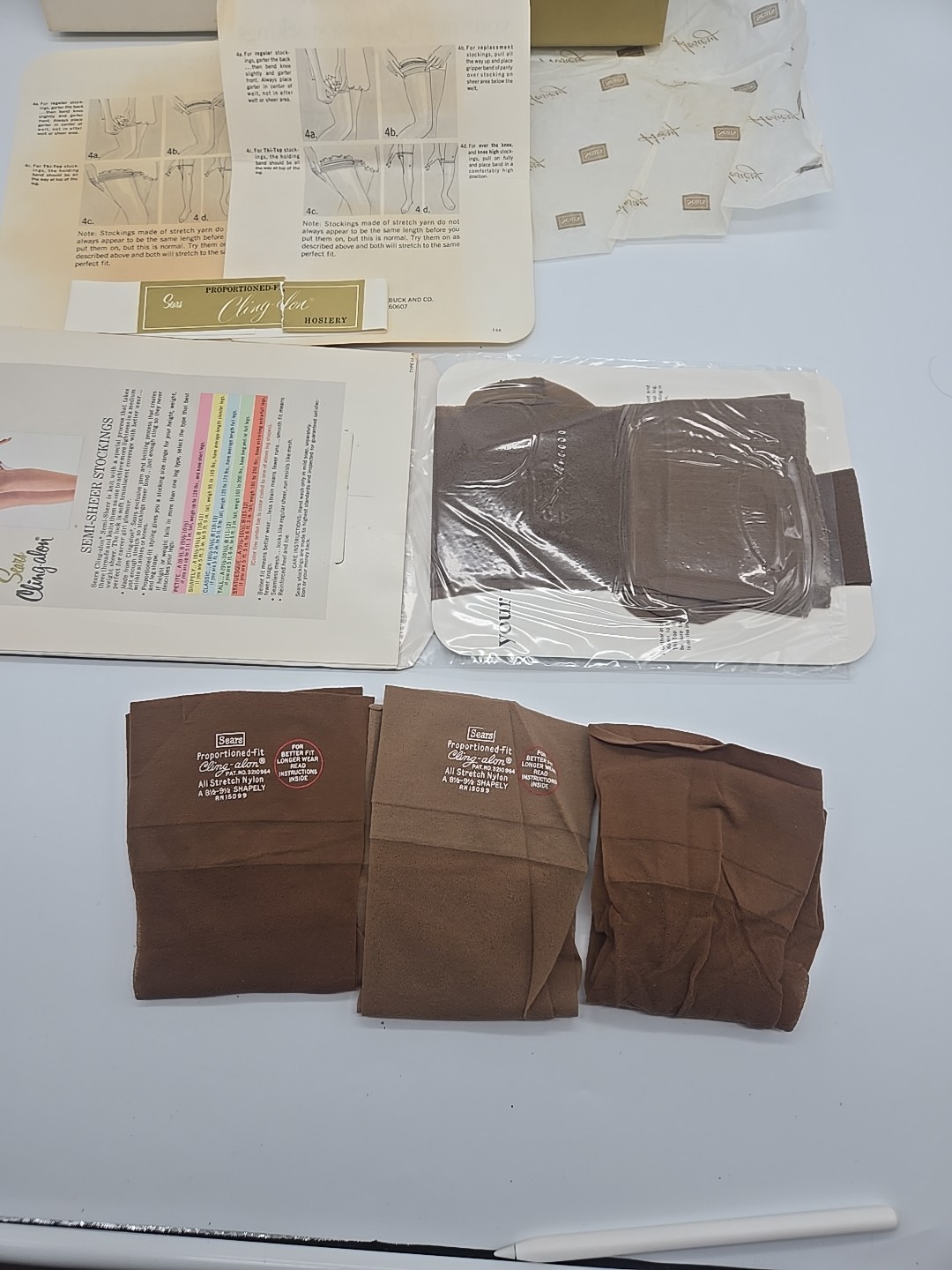 4 Vintage Sears Cling Alon Semi Sheer Stockings Classic A 8 1/2-9 1/2 NOS