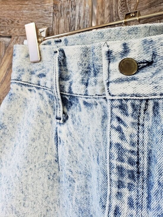 Vtg 80s Rumble Seats Jean Skirt XS Waist 24 Stonewashed Blue Made In USA Grunge