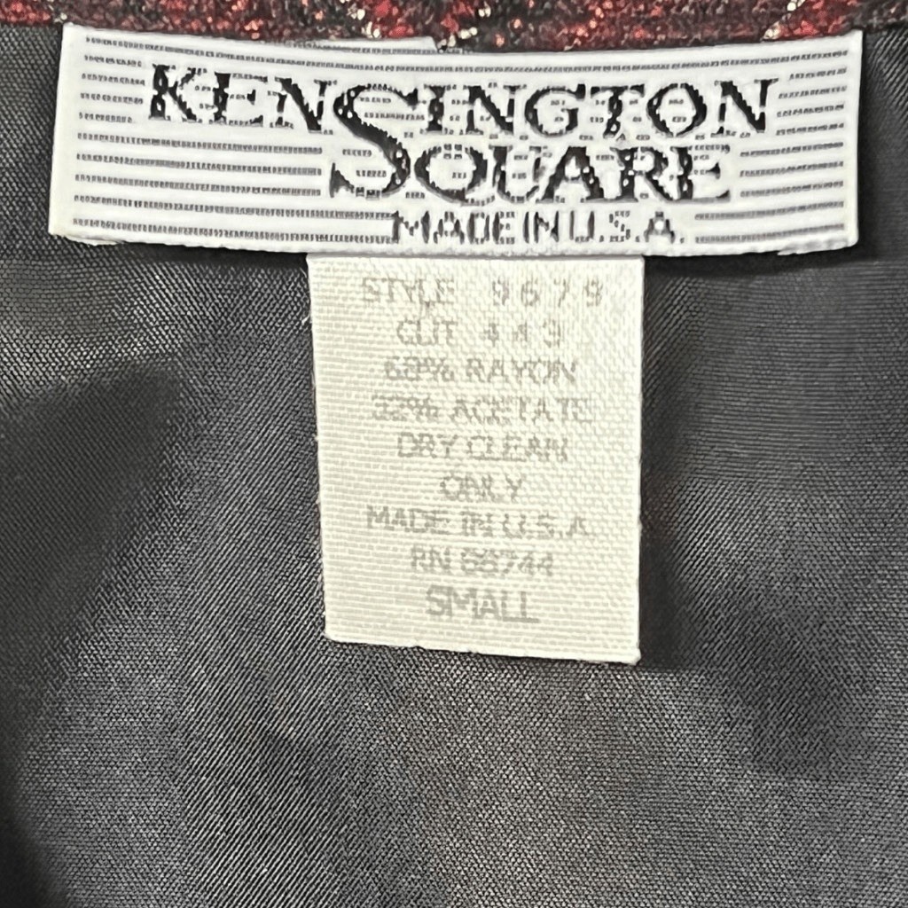VTG Kensington Square Blazer Burgundy Multicolor Striped Single Breasted Retro S