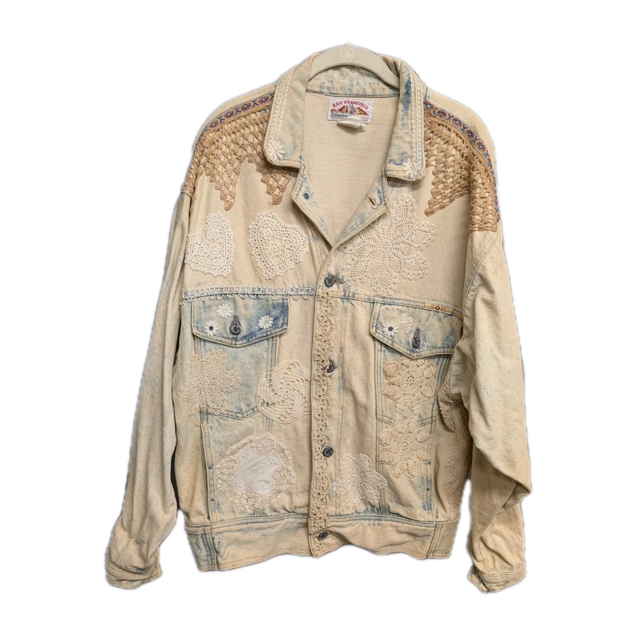 Vintage San Francisco Riding Gear Washed Boho Western Denim Jacket RARE