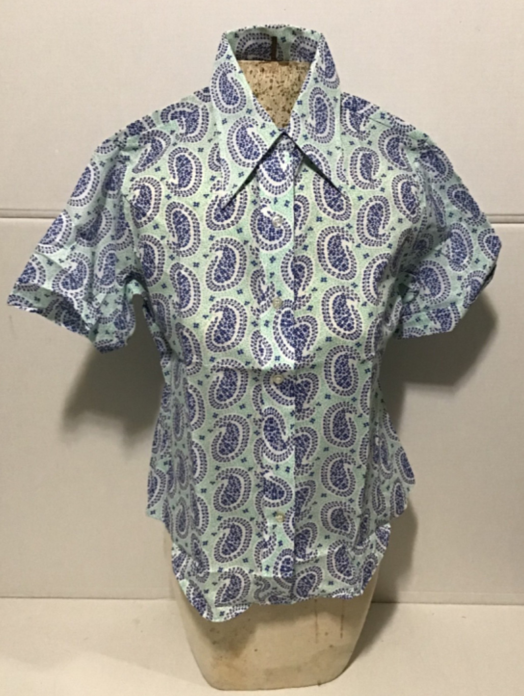 Vintage 50s/60s Paisley Print Short Sleeve Button Front Blouse Sz 36 K-Mart