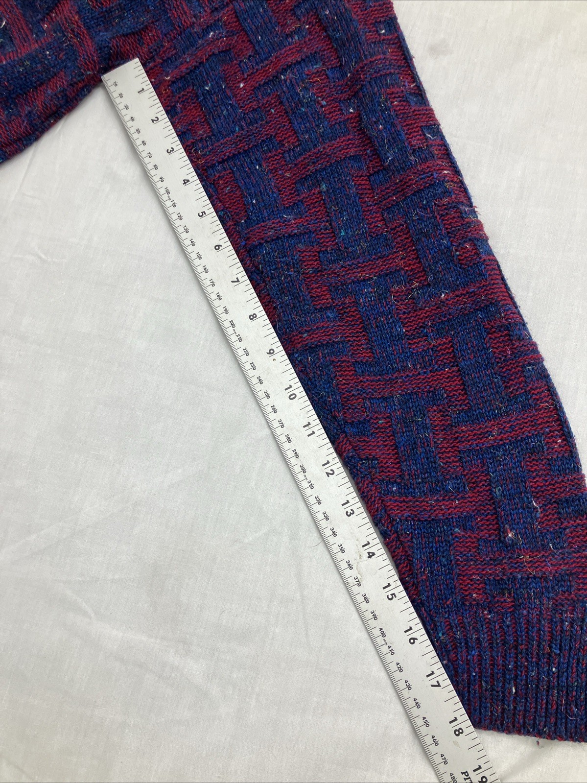 McGregor Bagpiper Vintage Size S 80s Fuschia Blue Interwoven Knit Made USA