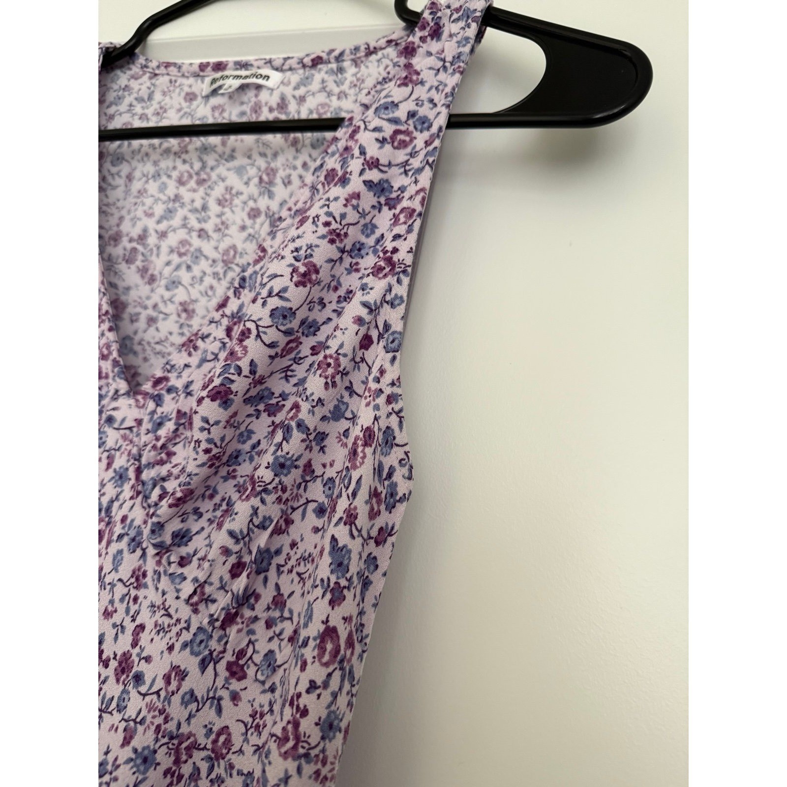 Reformation Calix Mini Dress Womens Small Lavender Floral V-Neck Sleeveless USA