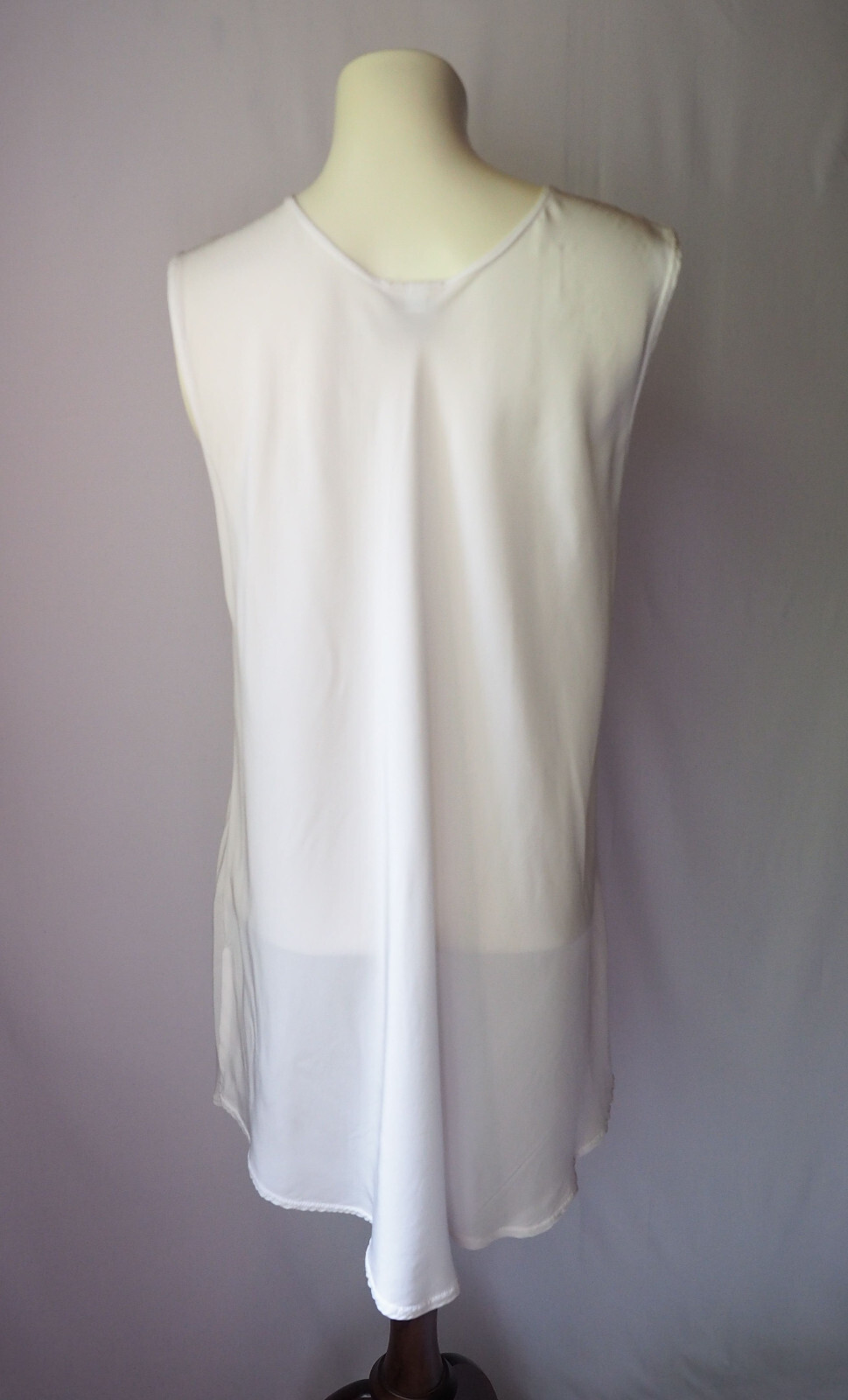 Vintage URU Made In USA 100% Washable Silk Sleeveless Dress Tunic Off-White 2